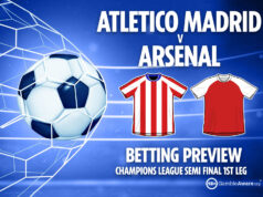 Antevisão, previsões, dicas de apostas e probabilidades para a primeira mão da semifinal da Liga dos Campeões entre Atlético de Madrid e Arsenal