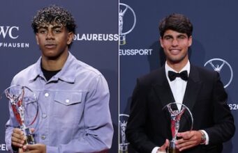 Carlos Alcaraz, Aryna Sabalenka, Lamine Yamal e Lando Norris vencem o Laureus Awards.