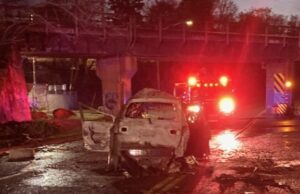 Na foto: 6 pessoas resgatadas de uma van em chamas após acidente na I-5 em North Portland