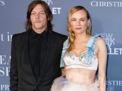 Diane Kruger e seu parceiro Norman Reedus usaram um sutiã enfeitado e uma saia de penas de avestruz no New York Ballet Spring Gala repleto de estrelas
