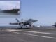 Caças F/A-18 Super Hornet dos EUA disparam contra navio-tanque iraniano que tentava romper o bloqueio do Estreito de Ormuz