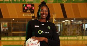 Romilda Eakin-George, do West Coast Fever, deve quebrar o recorde australiano de jogos de netball na primeira divisão