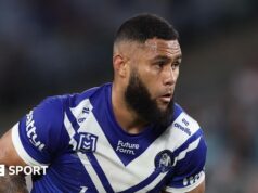 Santa Helena: Prop Daniel Suluka-Fifita chega do lado do NRL Canterbury.