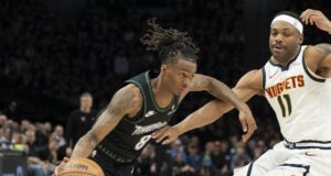 Os Wolves com poucos jogadores se afastam do Nuggets, selando a série no Jogo 6.