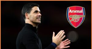 Mikel Arteta comemorou com família e jogadores do Arsenal