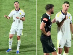 Cristiano Ronaldo faz sarcasticamente o HOST enquanto torcedores rivais gritam ‘Messi, Messi’ para ele durante uma partida emocionante
