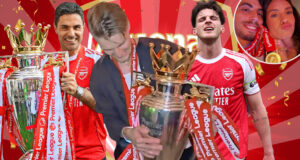 Novas imagens da chamativa cerimônia do campeonato do Arsenal surgem com a declaração ousada de Arteta, Rice fazendo rap e Odegaard dançando com o troféu