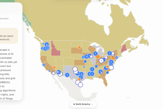 Este mapa rastreia projetos de data centers e políticas de IA em todo o mundo