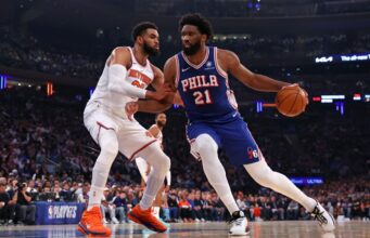 Joel Embiid se aposentou do jogo 2 contra os Knicks devido a lesão