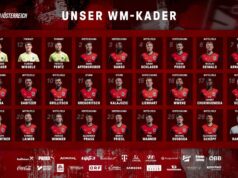 A Áustria revelou sua escalação de 26 jogadores para a Copa do Mundo com todos os seus números