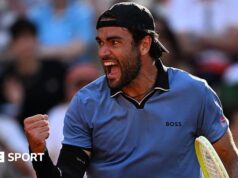 Resultados do Aberto da França em 2026: Matteo Beratini, um dos três italianos nas quartas de final