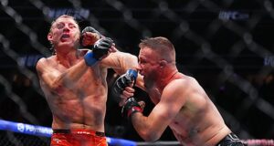 Justin Gaethje abre caminho para a vitória sobre Ilia Topuria