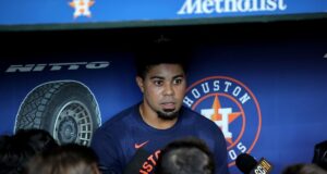 LaMonte Wade Jr. Na esperança de se levantar dos A’s, os Astros abriram a série contra os A’s.