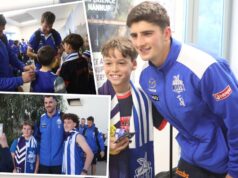 O North Melbourne Stars chegou a Busselton antes do confronto de Bunbury com o Fremantle Dockers