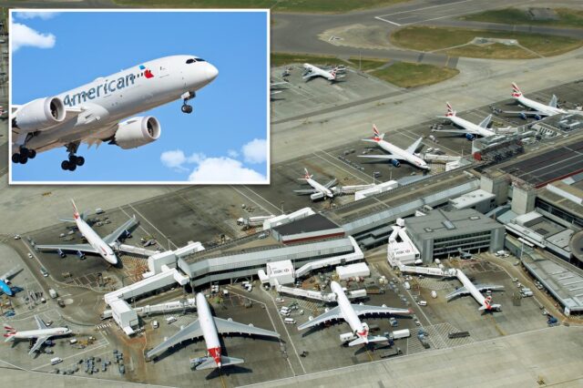 Voo da American Airlines atinge um raio na Inglaterra, forçado a retornar a Londres