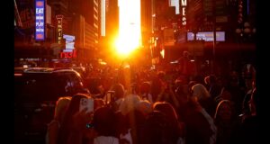 Manhattanhenge está de volta! Foto tirada em 1º de junho de 2026