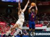 O Barcelona vence o Murcia por 100 pontos, empatando em 4º lugar com o Tenerife.