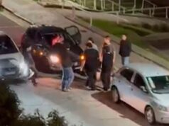 Eles o empurraram no meio da briga e ele acabou batendo em um carro em Mar del Plata