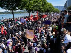 Milhares protestam enquanto Trump e outros líderes mundiais se preparam para a cúpula do G7 | Notícias de protesto