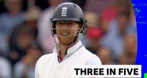 A Inglaterra perdeu três postigos em cinco bolas.