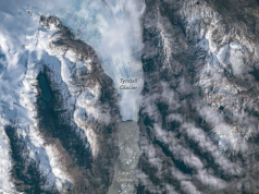 Astronautas veem fendas de gelo do espaço nesta imagem da geleira de 11 de junho de 2026