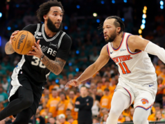 A defesa de Jalen Brunson parecia boa no jogo 1 das finais da NBA, mas os Spurs precisam caçá-lo no jogo 2.