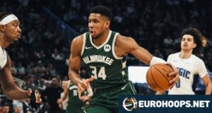 Giannis Antetokounmpo Visite o paddock de F1 de Mônaco em meio ao movimentado comércio.