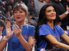 Taylor Swift e Kylie Jenner se abraçam após vitória dos Knicks sobre os Spurs