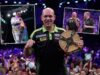 O vencedor do concurso, Michael van Gerwen, manda ‘Elvis’ durante os dardos: ‘Queria acertá-lo na cabeça haha’