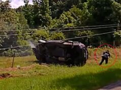 A perseguição policial terminou quando um bebê de 4 meses foi jogado para fora do carro após o acidente e capotou.