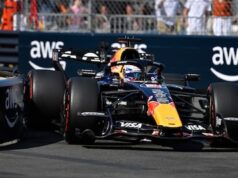 É quando Max Verstappen largará a corrida de domingo na primeira fila e esta é a linha de largada.