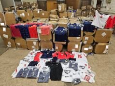 Uma repressão às camisas de futebol falsas resultou na apreensão de 58.000 itens no valor de rua de £ 5,5 milhões