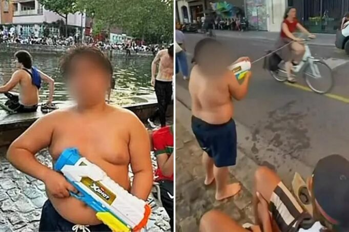 Ameaça de usar pistola de água Hamzah, 14 anos, é acusado de aterrorizar turistas e ciclistas de Paris porque foi preso duas vezes em uma semana Ameaça de usar pistola de água Hamzah, 14 anos, é acusado de aterrorizar turistas e ciclistas de Paris porque foi preso duas vezes em uma semana