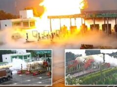 Vídeo dramático mostra um caminhão-tanque explodindo em uma bola de fogo após atingir um pedágio, matando 5 pessoas
