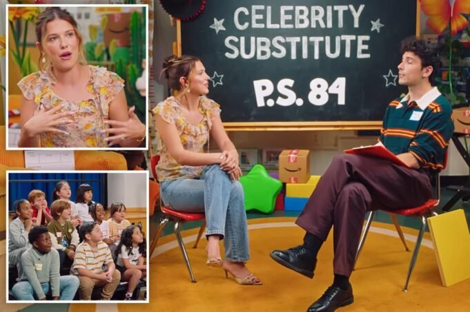 A estrela de ‘Stranger Things’ Millie Bobby Brown surpreende adoráveis crianças de Nova York com aulas de atuação: ‘Ela é tão britânica’ A estrela de ‘Stranger Things’ Millie Bobby Brown surpreende adoráveis crianças de Nova York com aulas de atuação: ‘Ela é tão britânica’