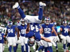 Cam Skattebo, do New York Giants, deu um salto mortal para trás no tornozelo reparado cirurgicamente