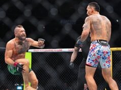 Uma lesão no joelho resultou no retorno de Conor McGregor aos 69 segundos da luta principal do UFC 329.