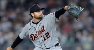 Os Hot Tigers olham para Casey Mize enquanto tentam varrer os Angels.