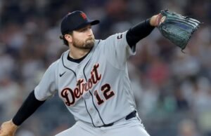 Os Hot Tigers olham para Casey Mize enquanto tentam varrer os Angels.