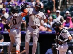 Kyle Karos dispara um HR de 3 corridas no final enquanto as Montanhas Rochosas ultrapassam os Giants.