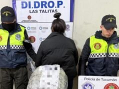 Detenção de uma mulher pelo crime de tráfico de cocaína em Tucuman