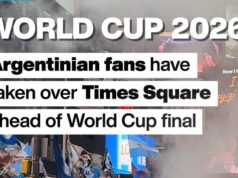 Copa do Mundo de 2026: torcedores argentinos tomam conta da Times Square