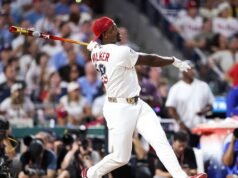 Jordan Walker, do Cardinals, marca o gol da vitória para vencer o Home Run Derby.