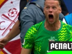 Nyland defendeu o pênalti de Guimarães no início do primeiro tempo.