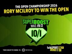 Super impulso do Open Championship: obtenha 10/1 em Rory McIlroy para vencer o Open com talkSPORT BET