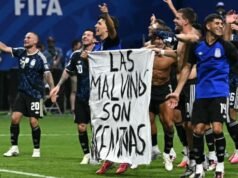 Malvinas Argentina: a bandeira mostrada pela Seleção Argentina após a vitória sobre a Inglaterra