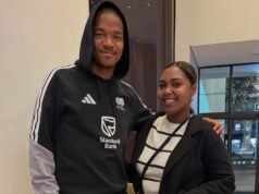 A parceira de Jayden Adams, Aquila Adendorf, reage à morte do astro do futebol