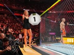 Sophie Cunningham surpreendeu ao se tornar a ring girl do UFC 329 em uma participação especial