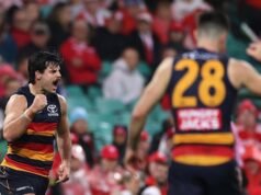 Os Crows surpreenderam os Swans com uma vitória de 16 pontos no SCG