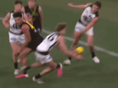 A polêmica cobrança de falta de Nick Haynes faltando 13 segundos para o fim do cronômetro durante uma finalização frenética no confronto Carlton-Richmond